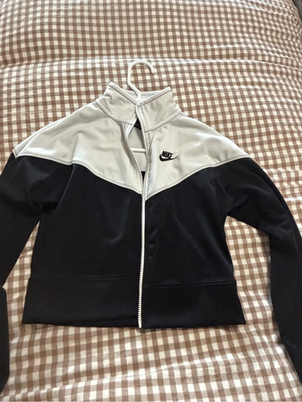 Nike Two-Tone Black and Light Gray Varsity Zip Jacket